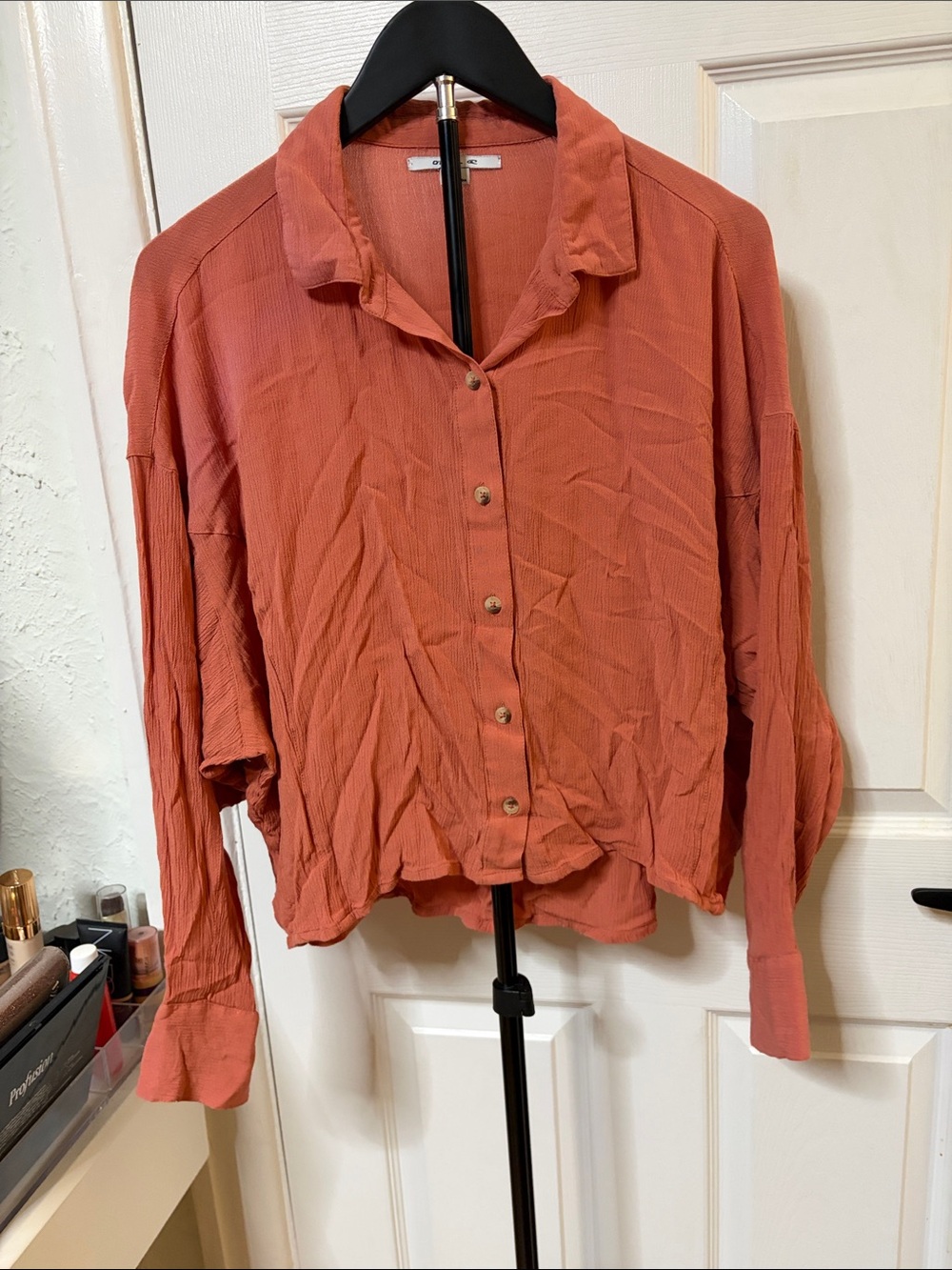 O'Neill Driftwood Button-Front Top in Rusty Coral